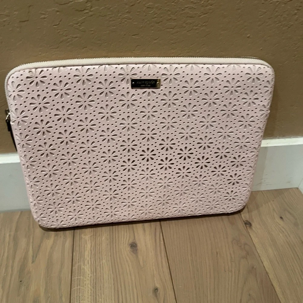 Kate Spade Pink Perforated Laptop Bag with Structured Design